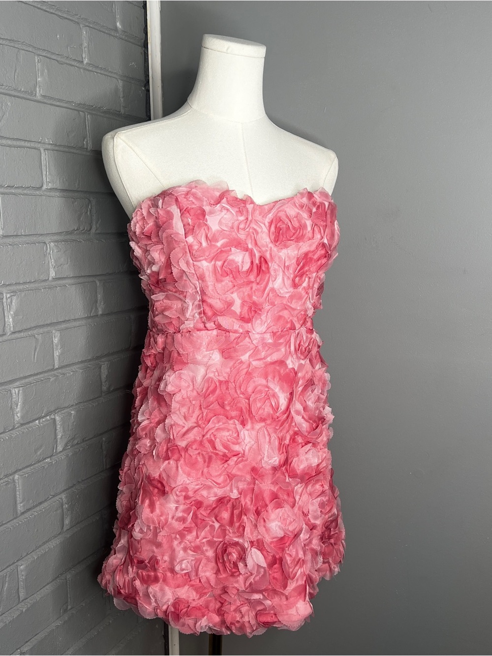 Selfie Leslie Strapless Rose-Embellished Pink Mini Dress - Picture 4 of 16